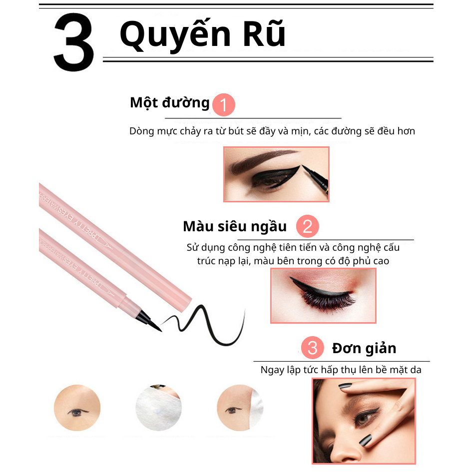 Bút kẻ mắt LIG dạng lỏng không nhòe chống nước, mồ hôi lâu trôi màu đen và màu nâu.