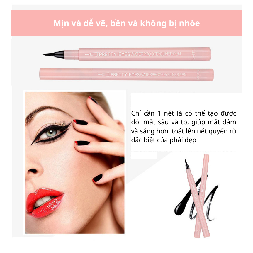 Bút kẻ mắt LIG dạng lỏng không nhòe chống nước, mồ hôi lâu trôi màu đen và màu nâu.