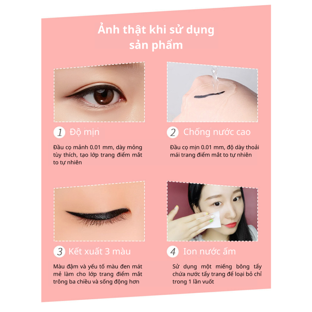 Bút kẻ mắt LIG dạng lỏng không nhòe chống nước, mồ hôi lâu trôi màu đen và màu nâu.