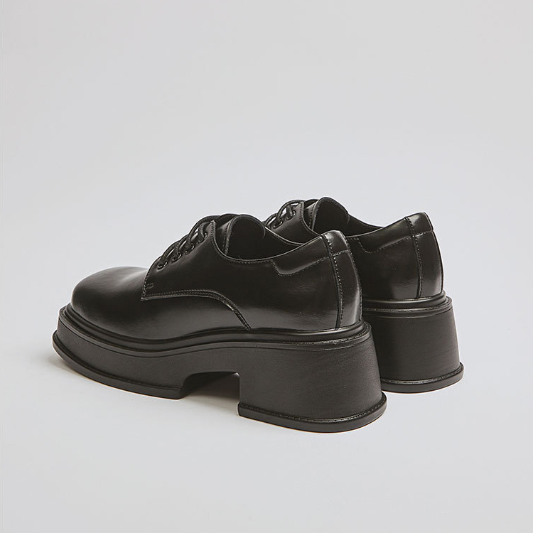 Giày Platform Derby - Giày da nữ da bò thật phong cách vintage Li retro