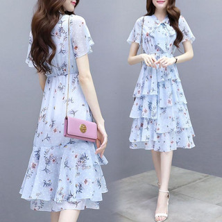 (V01) Váy Voan In Hoa Dáng Dài Cho Nữ Phong Cách Tiểu Thư