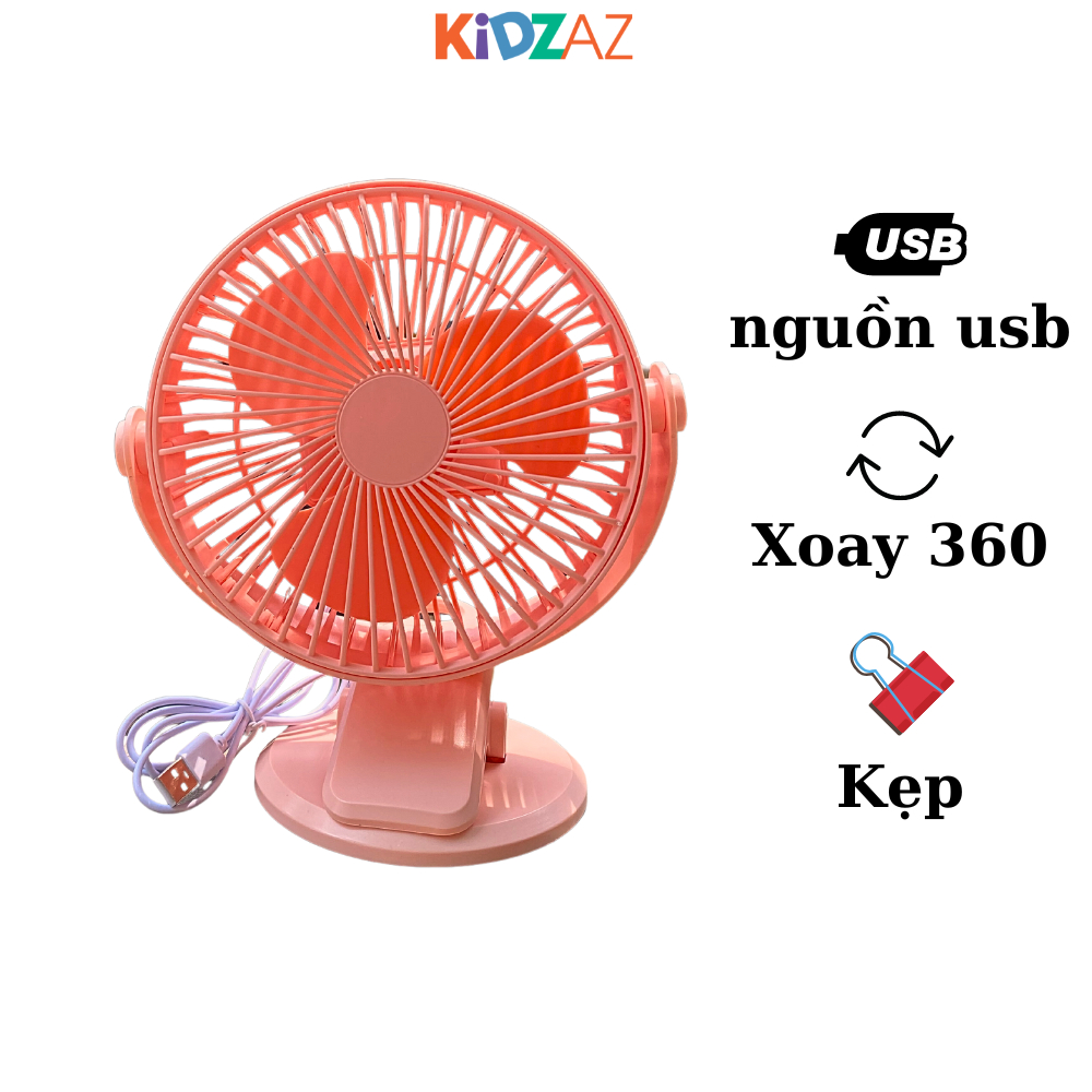 Quạt mini nguồn điện USB phù hợp dân văn phòng để bàn, để trên ô tô, có kẹp, xoay được 360 độ rất tiện lợi và mát