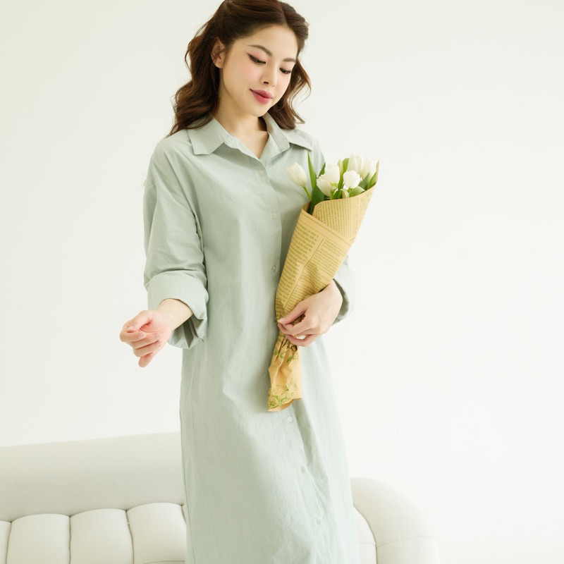 Plainwash.co - Váy sơ mi dáng dài Yui Shirt Dress