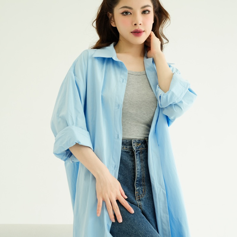 Plainwash.co - Váy sơ mi dáng dài Yui Shirt Dress