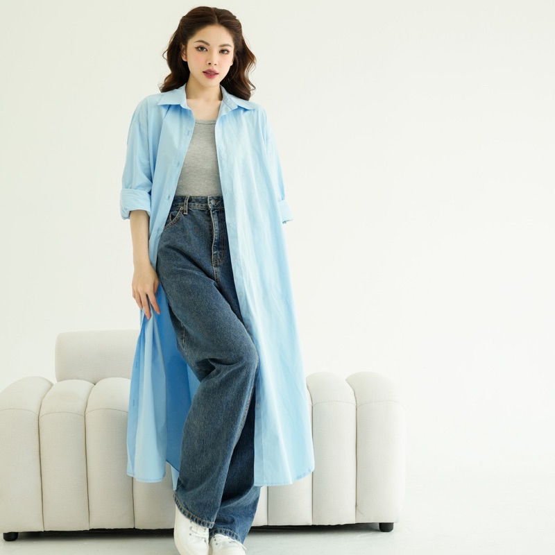 Plainwash.co - Váy sơ mi dáng dài Yui Shirt Dress