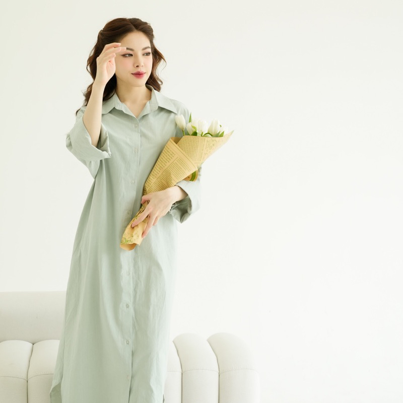 Plainwash.co - Váy sơ mi dáng dài Yui Shirt Dress