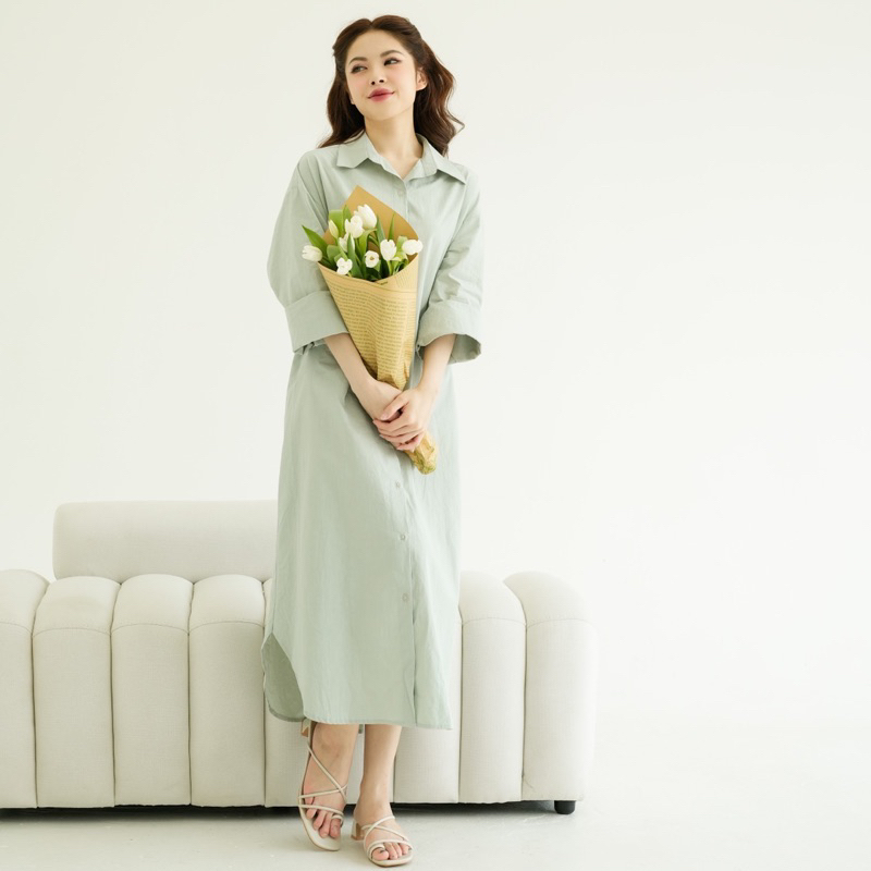 Plainwash.co - Váy sơ mi dáng dài Yui Shirt Dress
