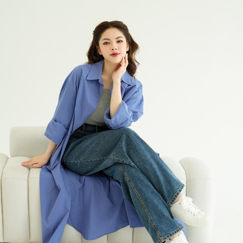Plainwash.co - Váy sơ mi dáng dài Yui Shirt Dress