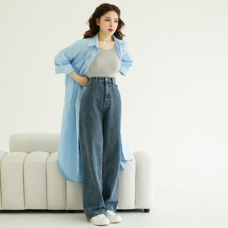 Plainwash.co - Váy sơ mi dáng dài Yui Shirt Dress