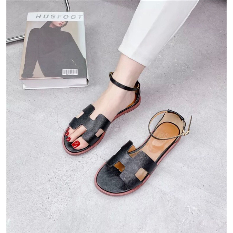 Sandal chữ H da sần hàng đẹp mẫu mới 2023