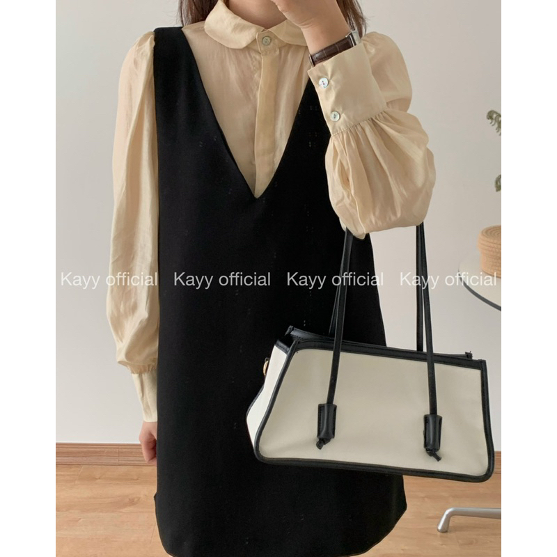 KAYY. Sơ mi tơ trơn khuy ẩn - Stbk