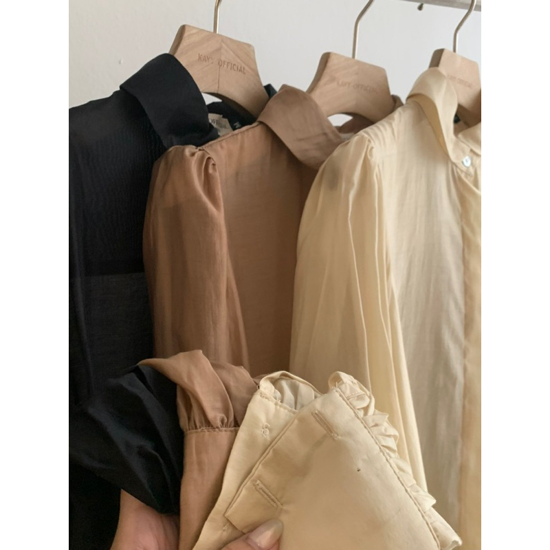 KAYY. Sơ mi tơ trơn khuy ẩn - Stbk