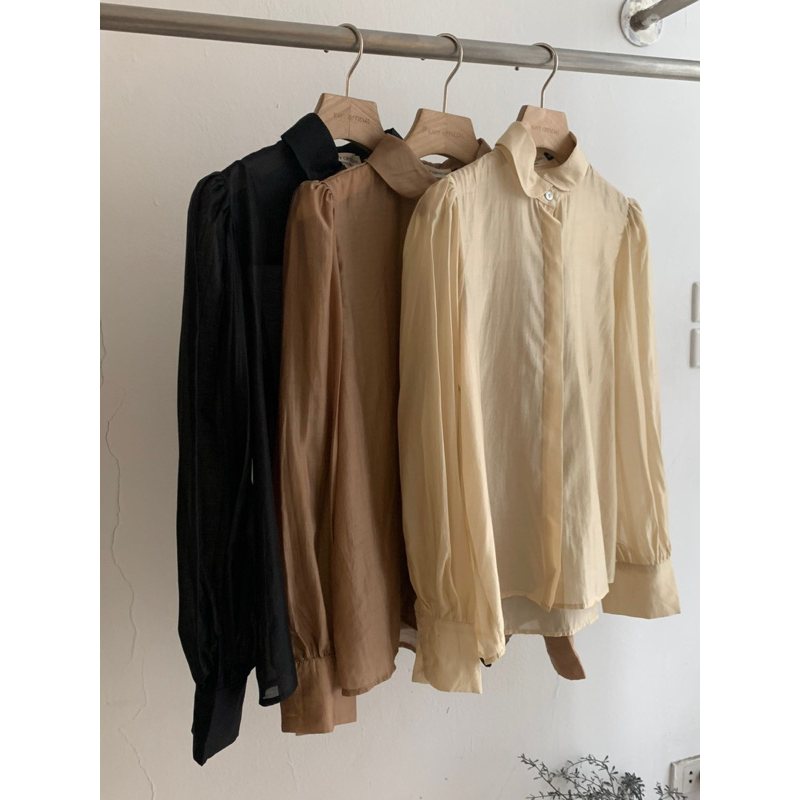 KAYY. Sơ mi tơ trơn khuy ẩn - Stbk