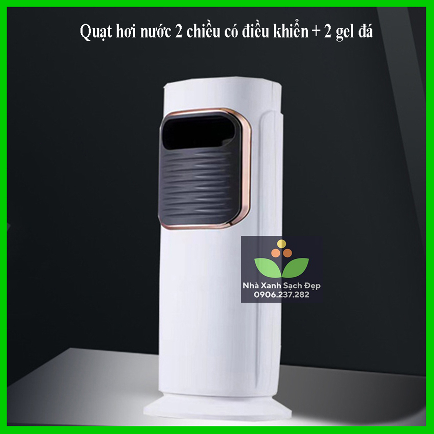 Quạt sưởi - quạt điều hòa hơi nước 2 chiều CÓ ĐIỀU KHIỂN + 2 Gel đá + đèn LED, quạt điều hòa, quạt không cánh