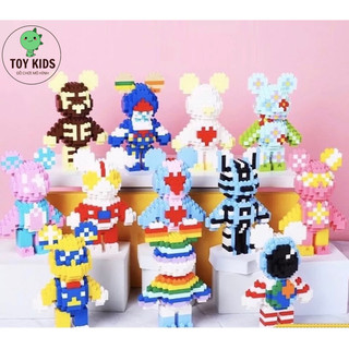 Mô hình lắp ghép, đồ chơi xếp hình gấu Bearbrick size nhỡ 16cm. Hàng đẹp