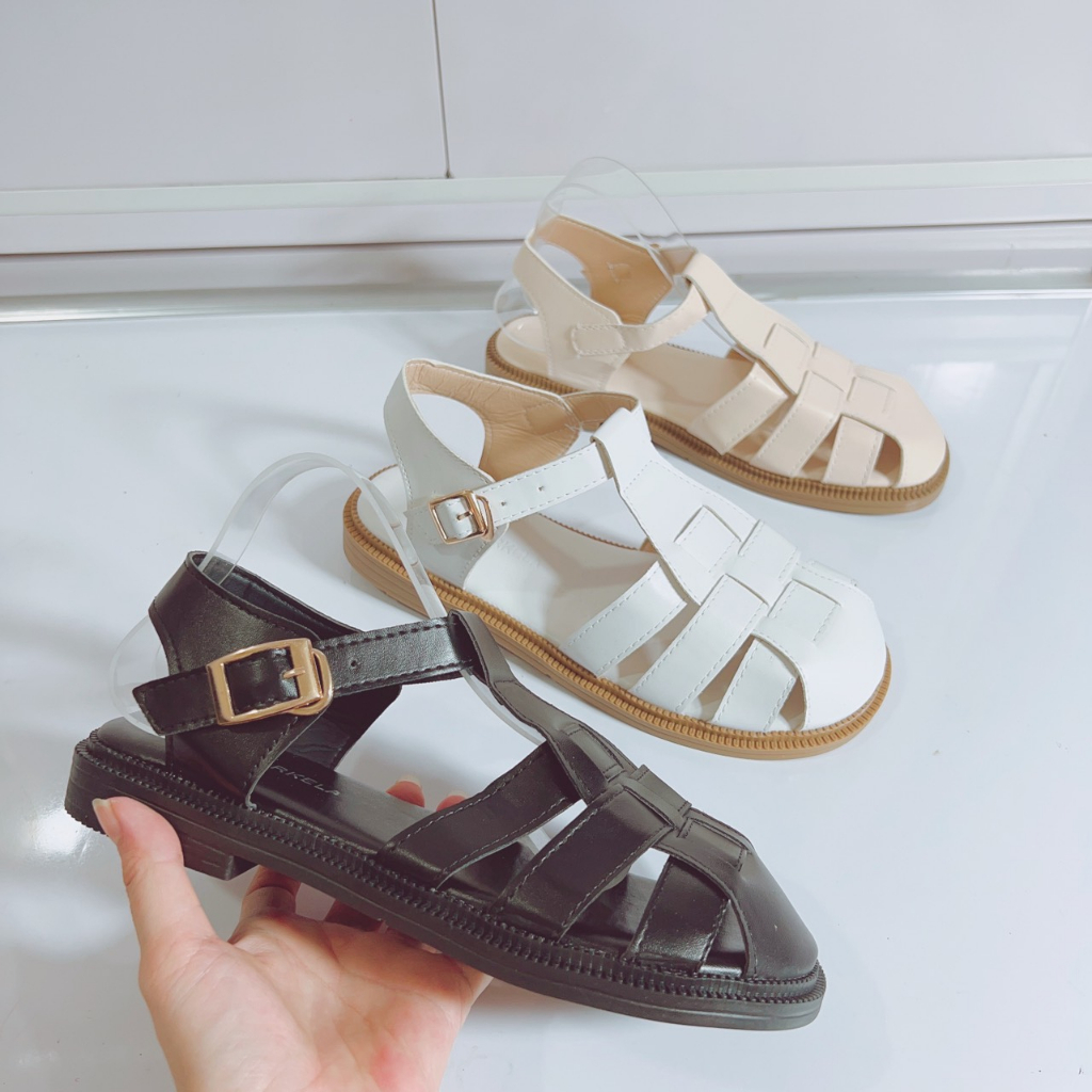 Sandal nữ đế tim 3cm bản đan dây thoáng chân 3 màu- form hơi rộng