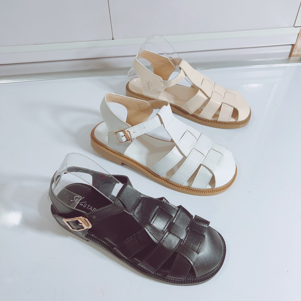 Sandal nữ đế tim 3cm bản đan dây thoáng chân 3 màu- form hơi rộng