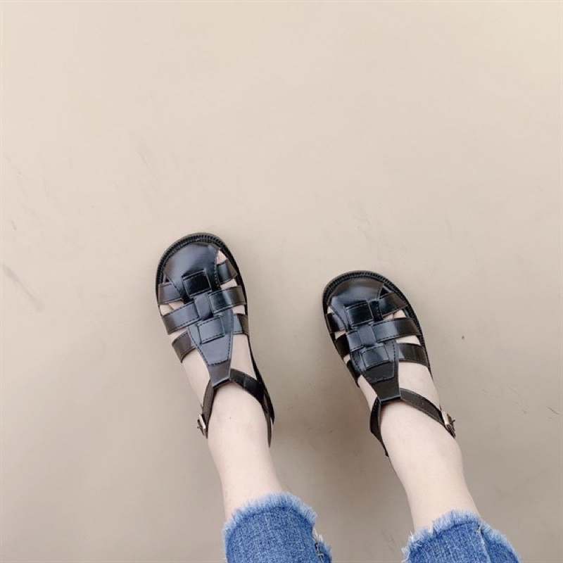 Sandal nữ đế tim 3cm bản đan dây thoáng chân 3 màu- form hơi rộng