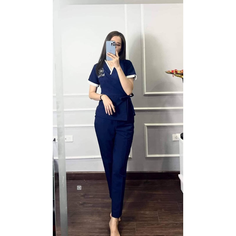 ĐỒNG PHỤC SPA_THẨM MỸ VIÊN ĐƯỜNG MAY ĐẸP-CHẤT LIỆU COTTON CO GIÃN(XEM VIDEO)thêu logo miễn phí