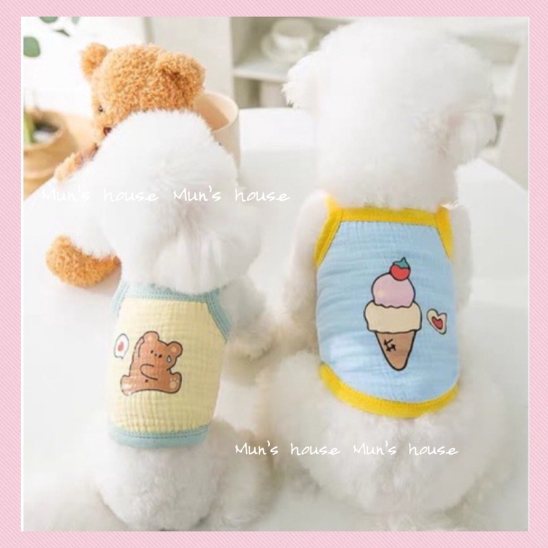 ÁO 2 DÂY CROPTOP IN HÌNH DỄ THƯƠNG MÁT MẺ MÙA HÈ CHO THÚ CƯNG