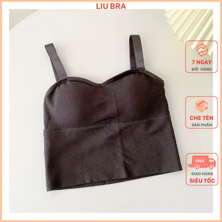 Áo bra 2 dây cao cấp vân tiêu dáng dài có mút nâng ngực dây bản to 828