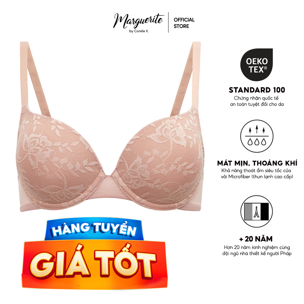 Áo ngực nữ Marguerite mút mỏng có gọng, phối ren chìm chuẩn an toàn quốc tế OEKO-TEX từ Corèle Pháp - 30148