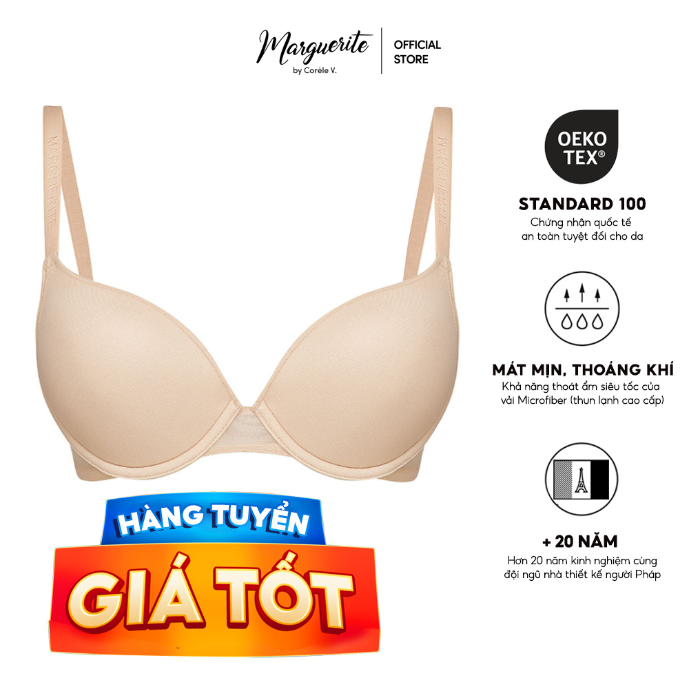 Áo ngực nữ Marguerite mút mỏng, có gọng nâng đẩy tự nhiên chuẩn an toàn OEKO-TEX từ Corèle Pháp - 31145