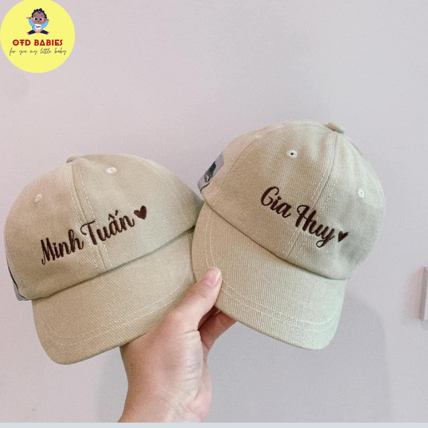 Mũ lưỡi trai thêu tên cho bé theo yêu cầu