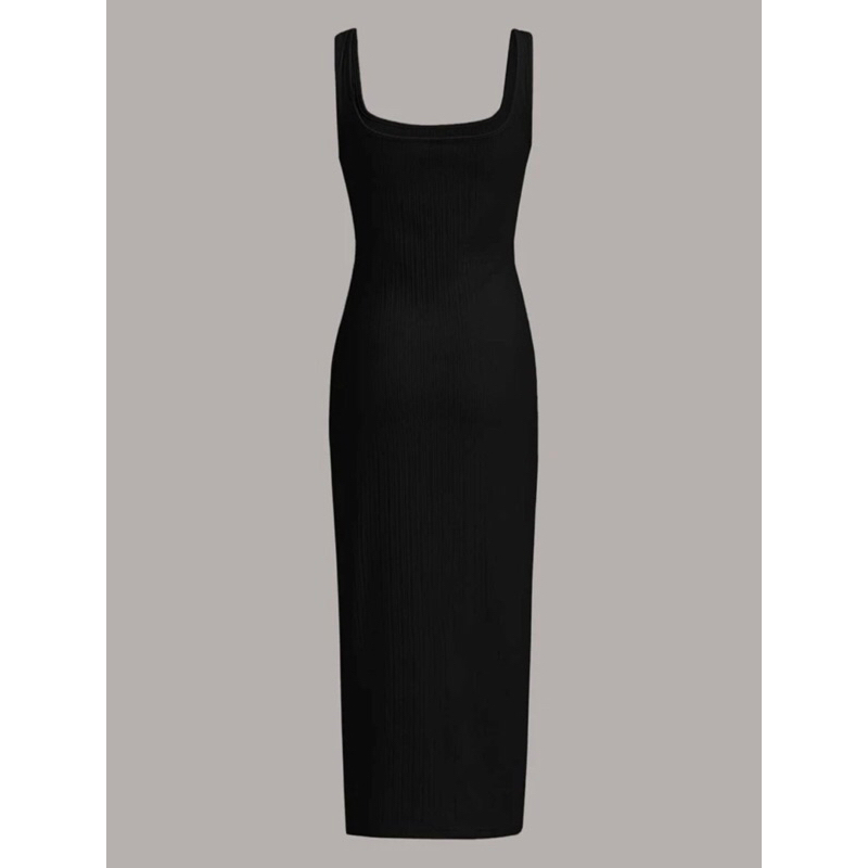 Đầm thun gân body,cổ U tròn.💋