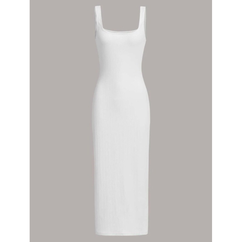 Đầm thun gân body,cổ U tròn.💋