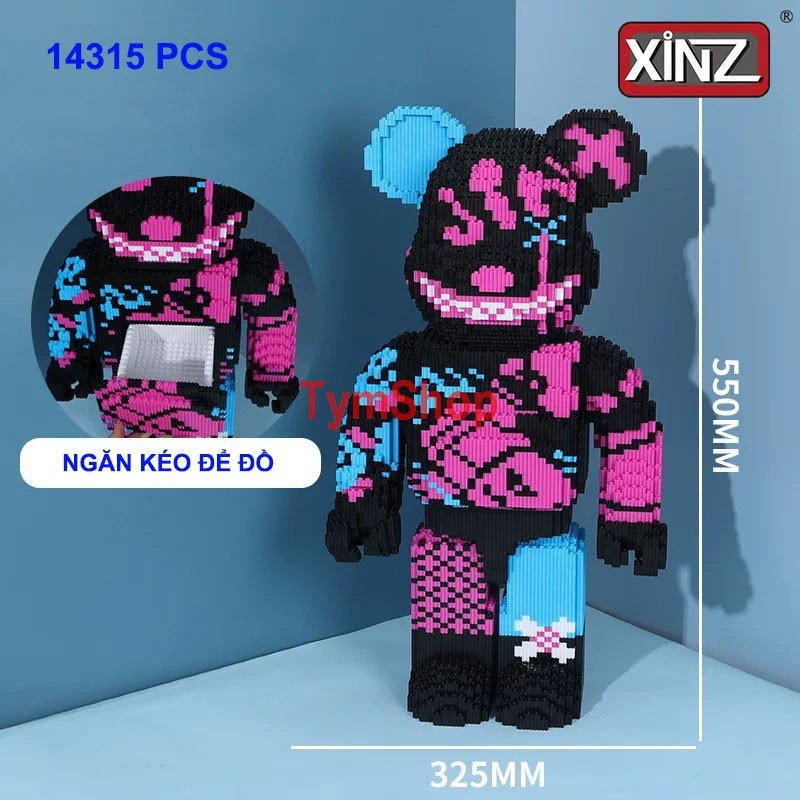 Mô Hình Lắp Ráp Lego Gấu Bearbrick Jinx Cỡ Lớn 55cm Được Tặng 1 Em Lego MiNi Ngẫu Nhiên