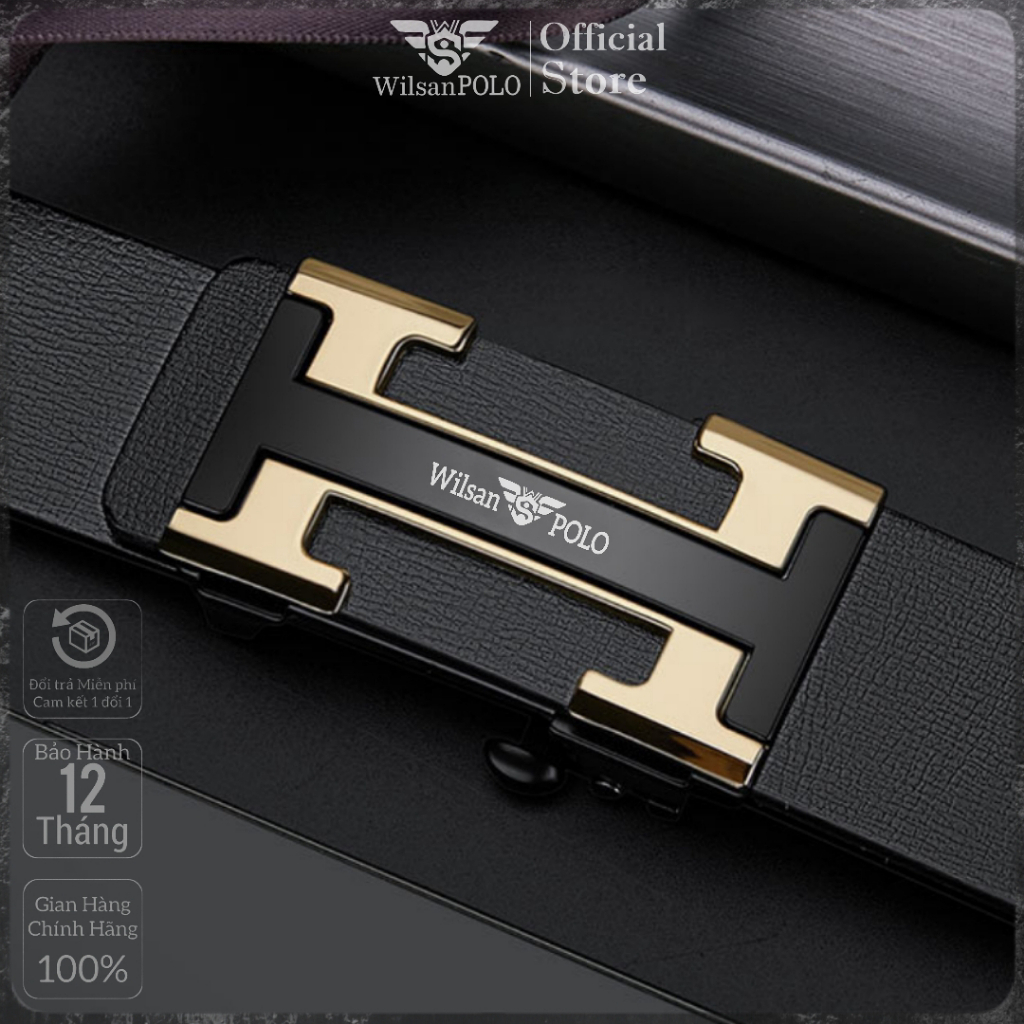 Thắt Lưng Nam Dây Lưng Da Bò cao cấp Wilsan POLO, Dây nịt nam bản nhỏ khóa tự động phong cách Hàn Quốc WS012