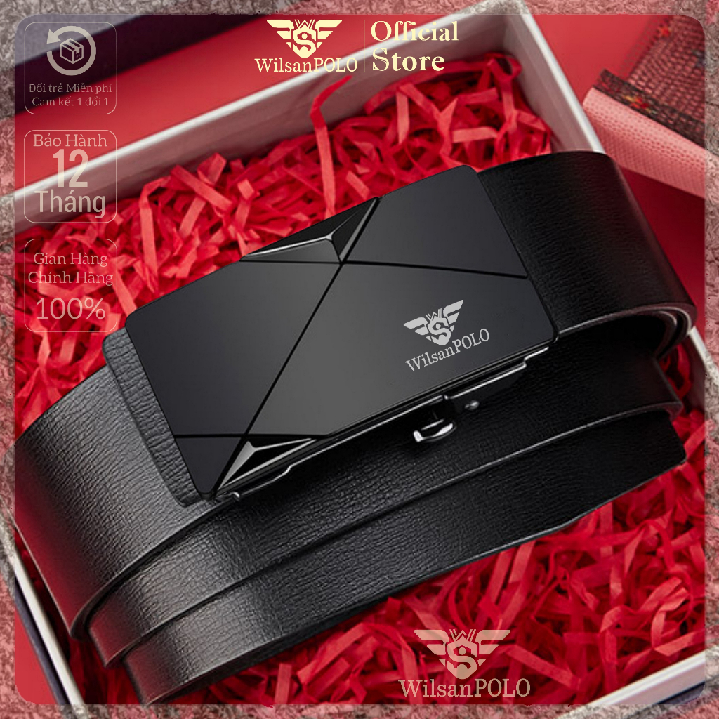 Thắt Lưng Nam Dây Lưng Da Bò cao cấp Wilsan POLO, Dây nịt nam bản nhỏ khóa tự động phong cách Hàn Quốc WS012