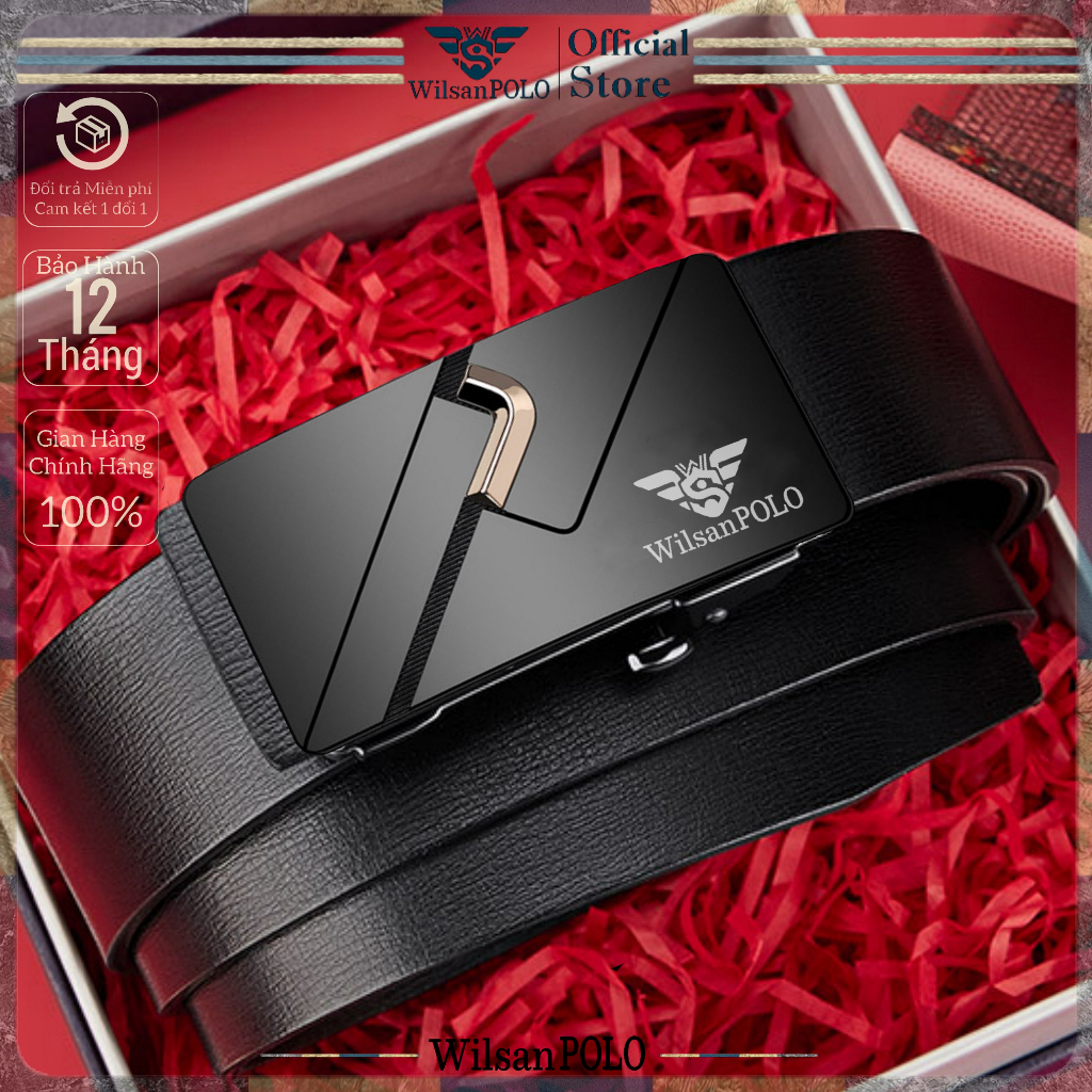 Thắt Lưng Nam Dây Lưng Da Bò cao cấp Wilsan POLO, Dây nịt nam bản nhỏ khóa tự động phong cách Hàn Quốc WS012