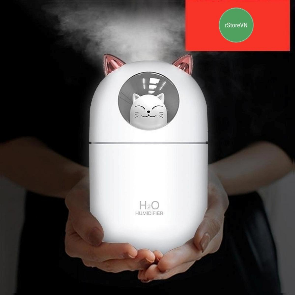 Máy phun sương mini, Máy Xông Tinh Dầu Mini Hình mèo, Làm sạch Không khí, Trang trí đẹp mắt Siêu Cute Hàng Công Ty