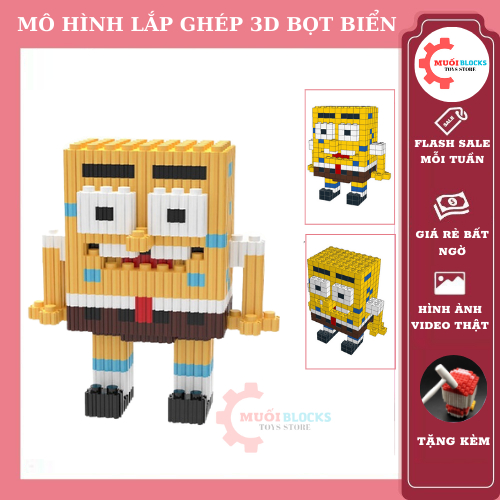 Đồ chơi lego Bọt biển lego Sao biển [14cm] mô hình lắp ráp 3D decor trang trí, quà tặng lego bearbrick - MUỐI BLOCKS