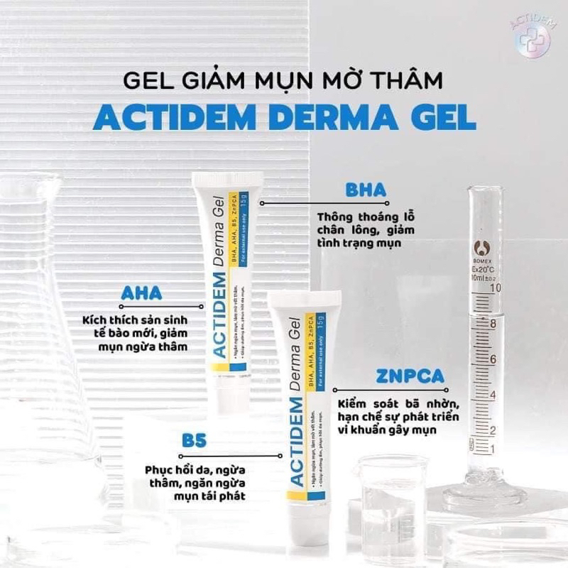 Gel giảm mụn mờ thâm Actidem Derma Gel 18g