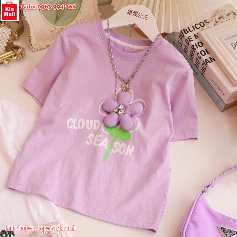 (14-46kg) Áo phông bé Gái, Áo thun trẻ em nữ cộc tay chất cotton cao cấp siêu mát cho mùa hè 2023