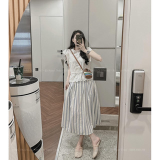 Set áo ren boi cánh tiên cv kẻ sọc