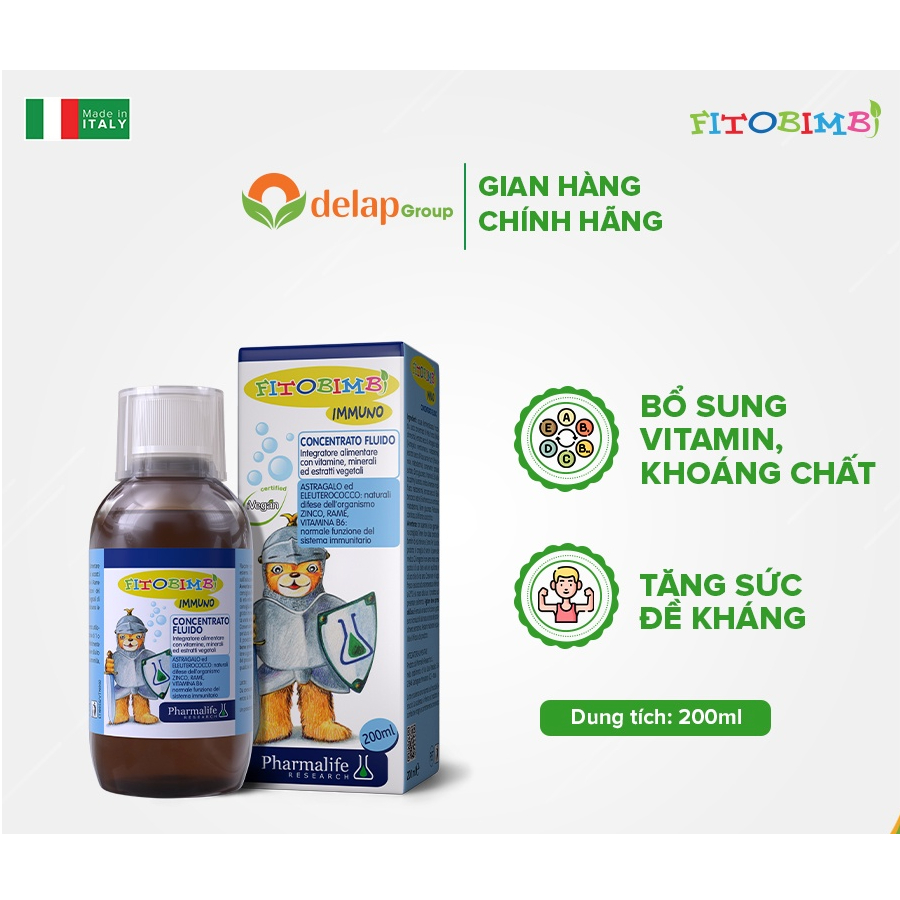 FITOBIMBI IMMUNO, Siro tăng đề kháng miễn dịch cho trẻ em từ 2 tuổi
