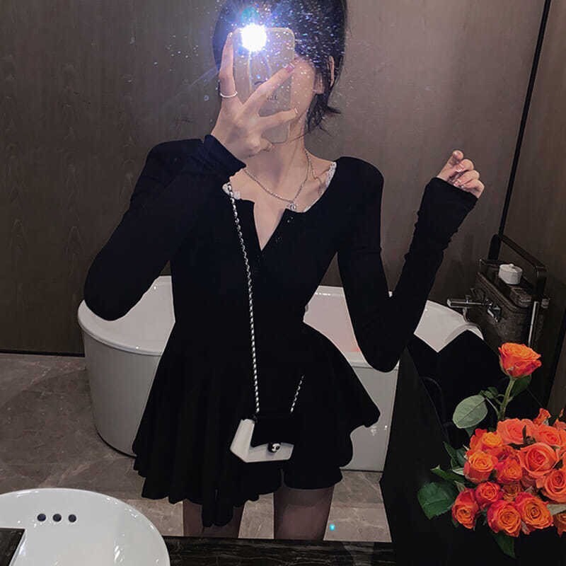 [ SIÊU SALE ] VÁY NGẮN DÀNG XÒ CỔ VIỀN REN THỜI TRANG