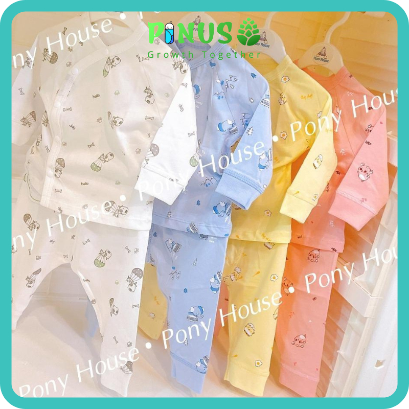 Quần áo sơ sinh vải cotton Dokma mềm mát, Quần áo dài tay cho bé sơ sinh Pinus