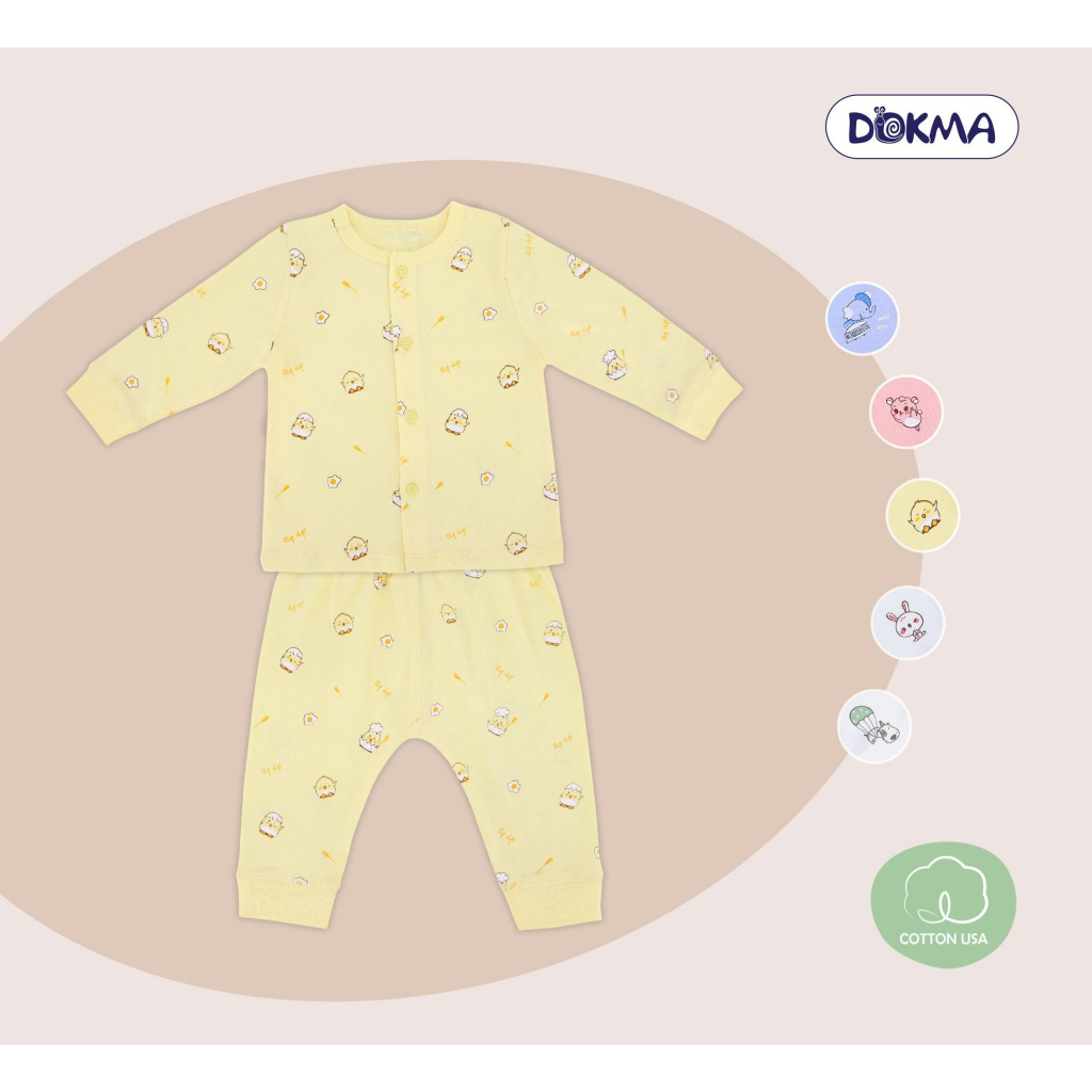 Quần áo sơ sinh vải cotton Dokma mềm mát, Quần áo dài tay cho bé sơ sinh Pinus