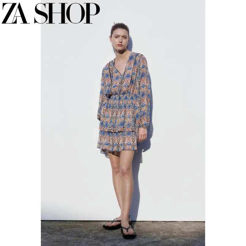 Đầm xoè hoạ tiết hàng TQ