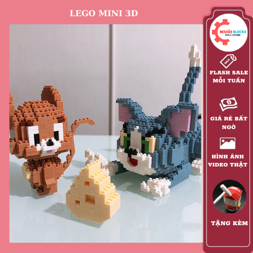 Mô hình Tom and Jerry, Đồ chơi lắp ráp nhận vật hoạt hình cho bé - Muối Blocks