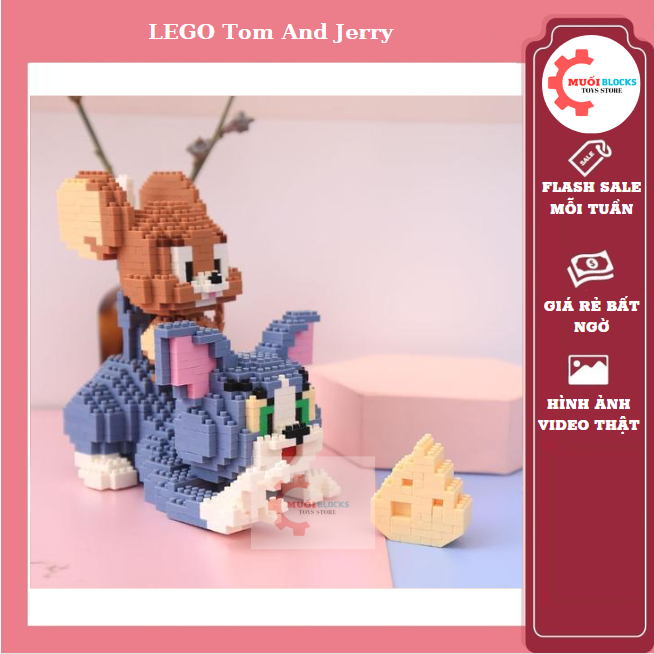 Mô hình Tom and Jerry, Đồ chơi lắp ráp nhận vật hoạt hình cho bé - Muối Blocks