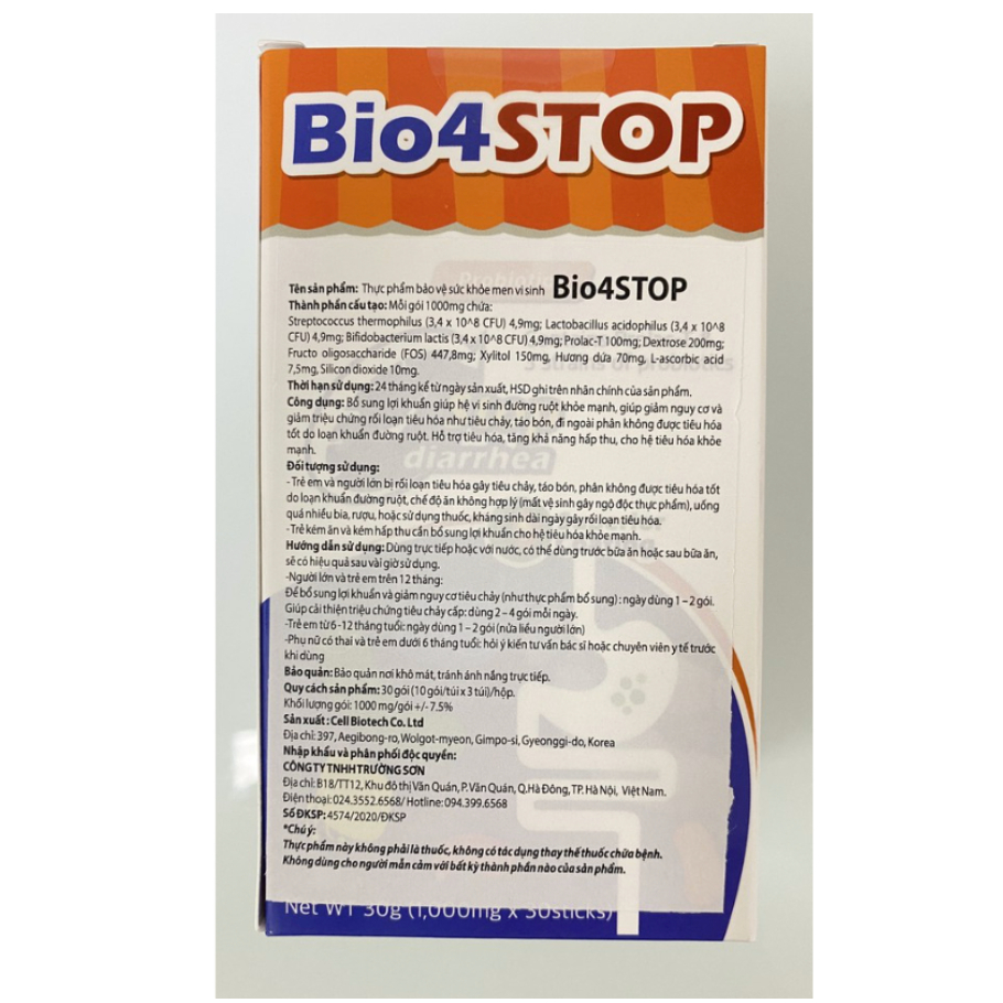 Bio4STOP - Men vi sinh giúp bé tiêu hóa tốt - giảm táo bón, tiêu chảy,phân sống
