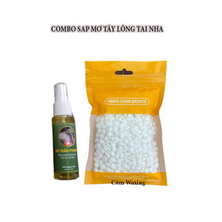 Combo sáp tẩy lông hạt đậu hard wax beans cao cấp + mỡ trăn