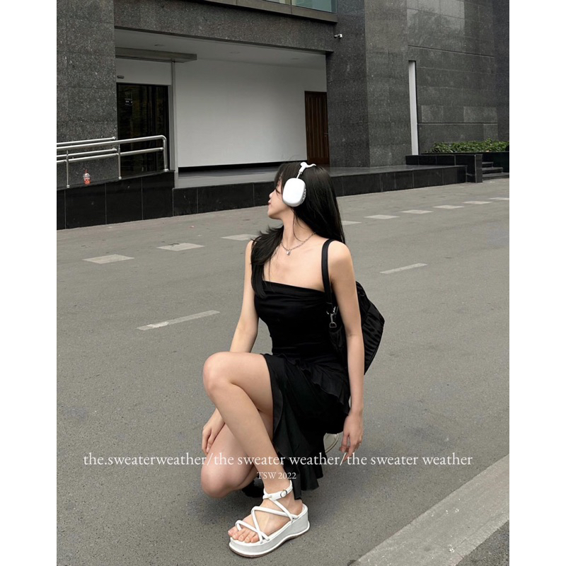 Váy - Đầm body cúp ngực ôm viền lượn sóng TUA RUA tiểu thư