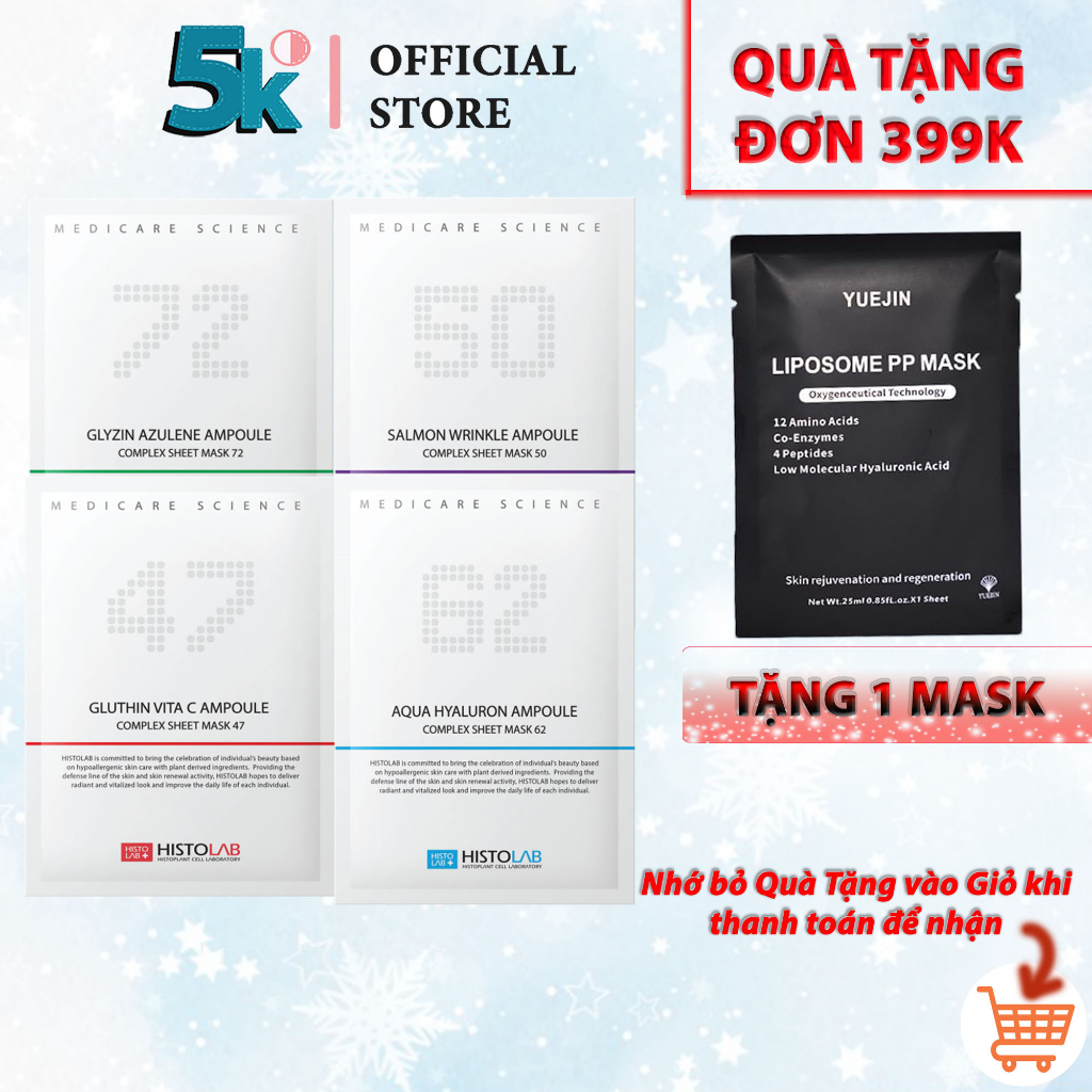 Mặt nạ giấy HISTOLAB Cấp ẩm, giảm mụn, làm trắng và trẻ hóa da Ampuole Complex Sheet Mask 62-72-50-47 (30g)